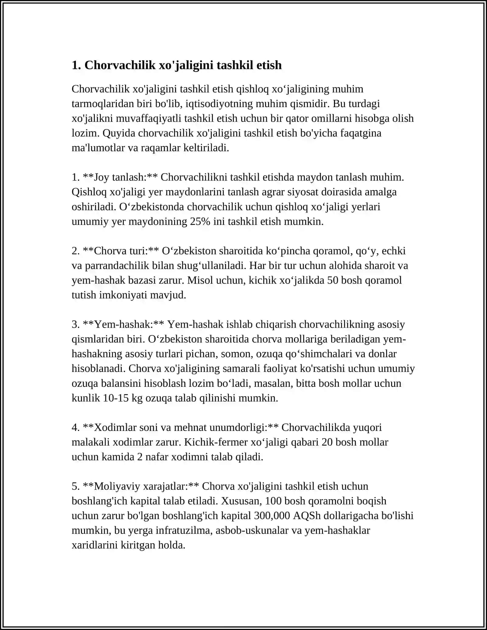 TADBIRKORLIK FAOLIYATLARINI TASHKIL ETISH CHORVACHILIK SOHASIDA 3