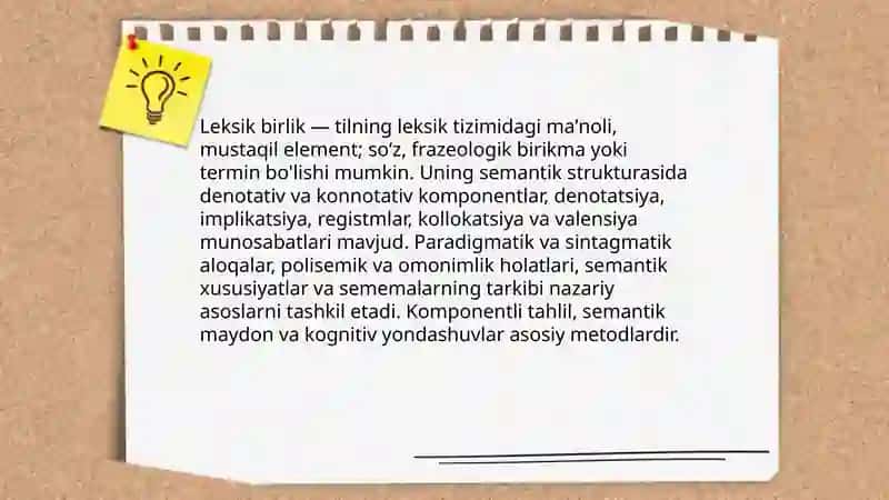 Leksik birliklar va ularning semantik strukturasi 3