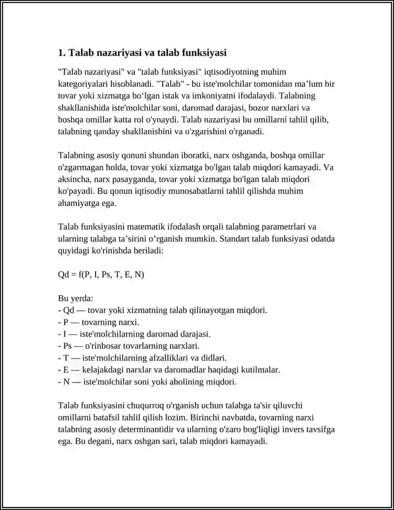 TALAB VA TAKLIF, BOZOR MUNOSABATI 3
