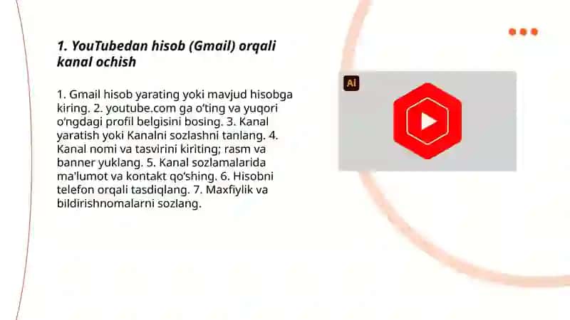 YouTubedan akount ochish va daromadga chiqish 3