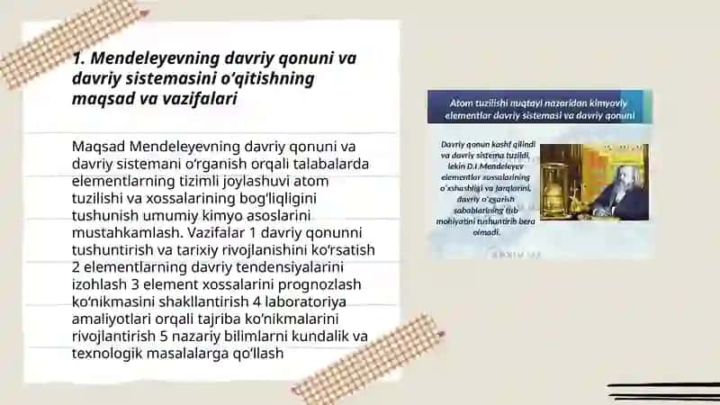 Mendeleyevning davriy qonuni va davriy sistemasini oʻqitish metodikasi 3