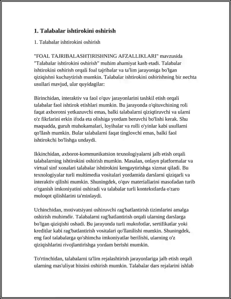 FOAL TAJRIBALASHTIRISHNING AFZALLIKLARI 3