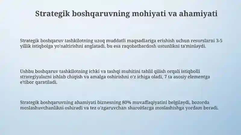 Strategik boshqaruvvarejalashtirish 3
