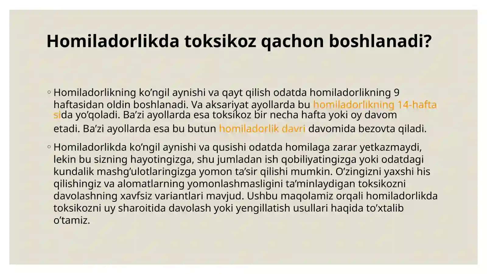 Homiladorlar ko’ngil aynishi va qusishi 3
