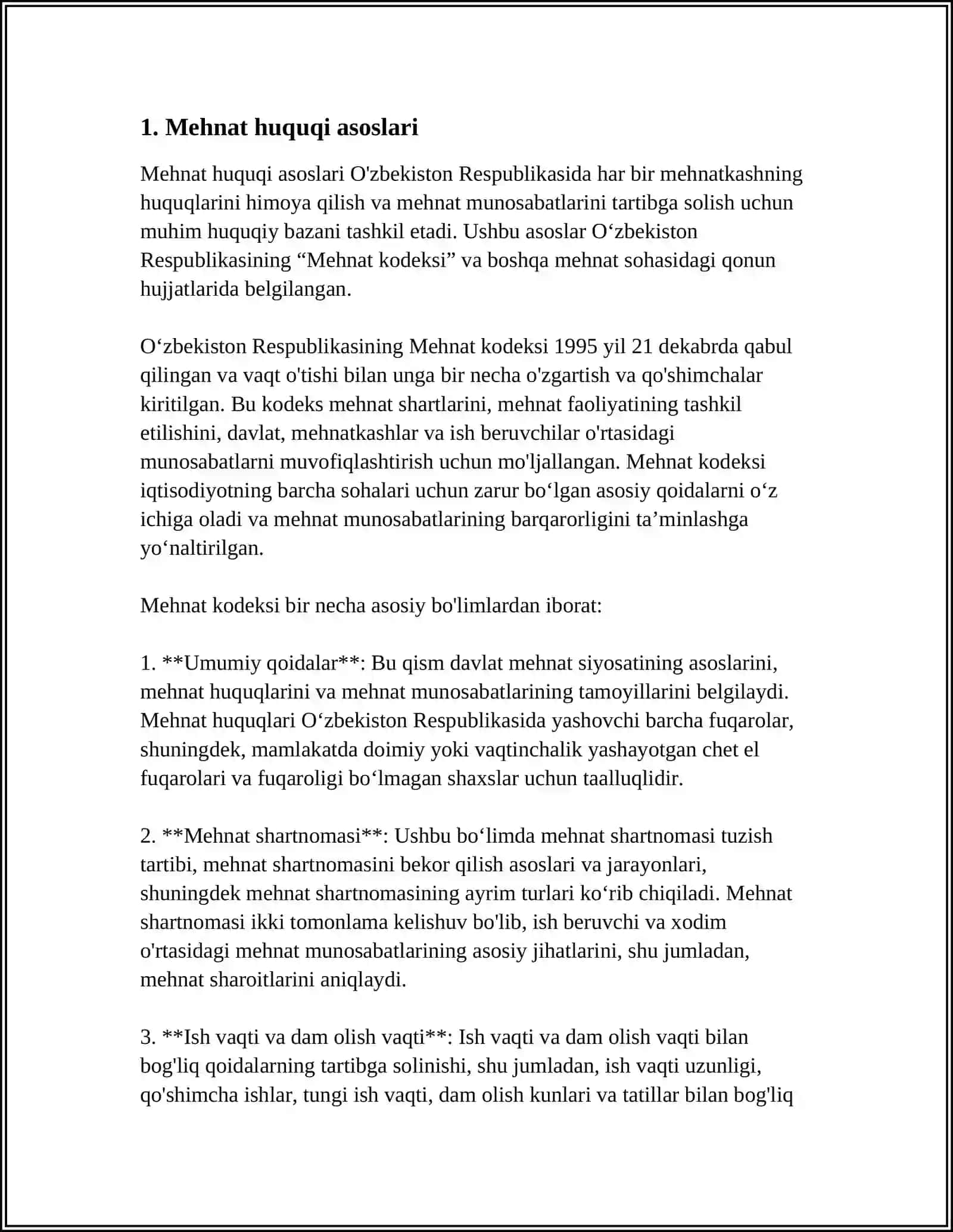 MUSTAQIL ISH Mavzu: MEHNAT VA UNGA HAQ TO'LASH HISOBI 3