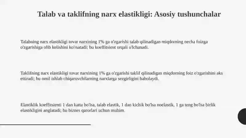 Talab va taklifning narx elastikligi 3