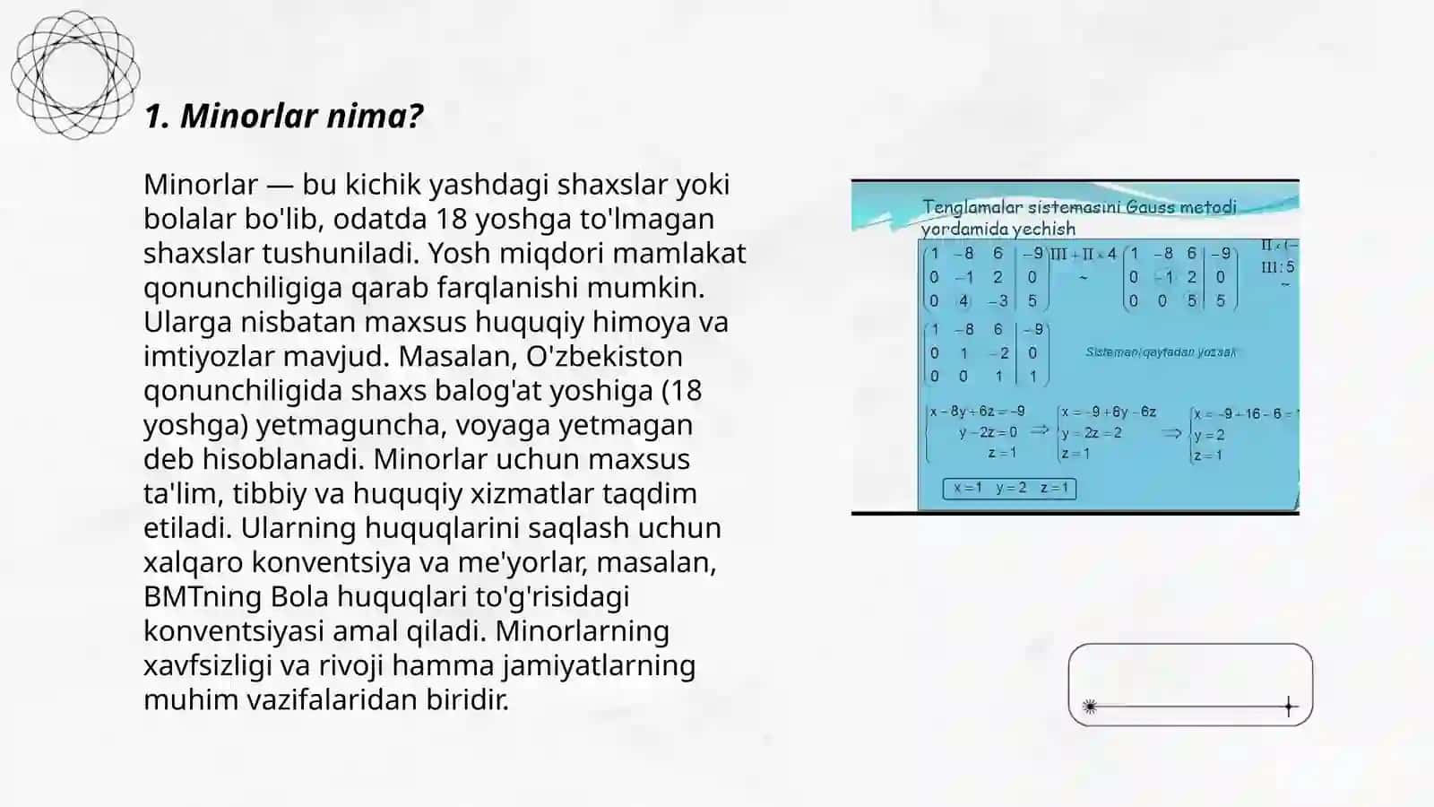 Minorlar va algebraik to'ldiruvchilar 3