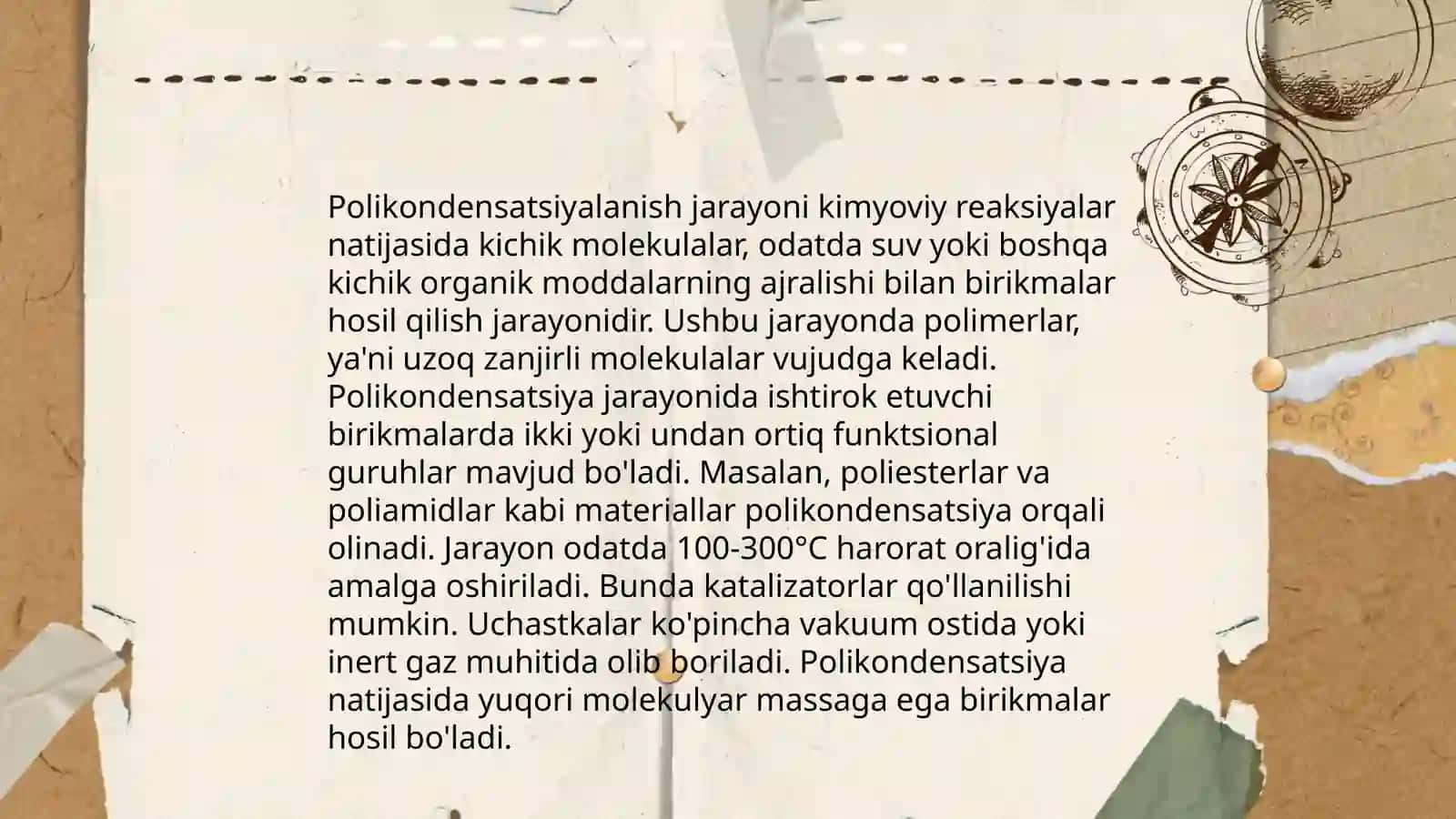 Polikondensatsiyalanish reaksiyalari. Polimerlarning molekulyar massasini aniqlash 3