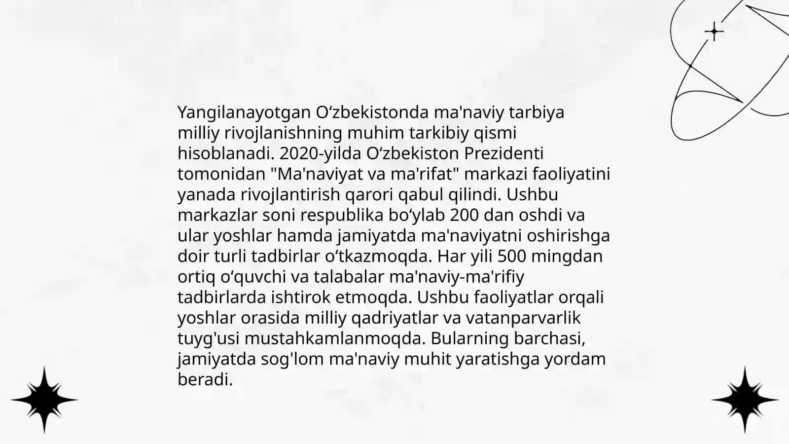 Yangilanayotgan Ozbekistonda ma'naviy tarbiyaning oziga xos xususiyatlari 3