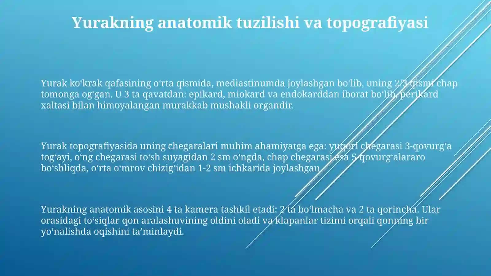 Yurak funksional va klinik anatomiyasi, yoshga oid oʻzgarishlari va anomalilari 3