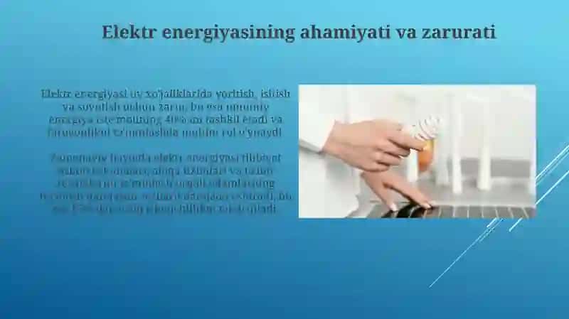 Elektrenergiyasi isrofini kamaytirish va undan samarali foydalanish 3