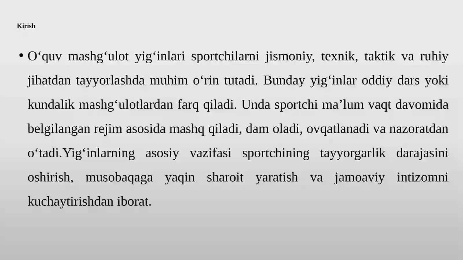 O‘quv mashg‘ulot yig‘inlari o‘tkazish zarurligi. 3
