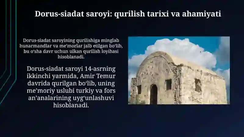 Dorus-siadat saroyi: qurilish tarixi va ahamiyati 3