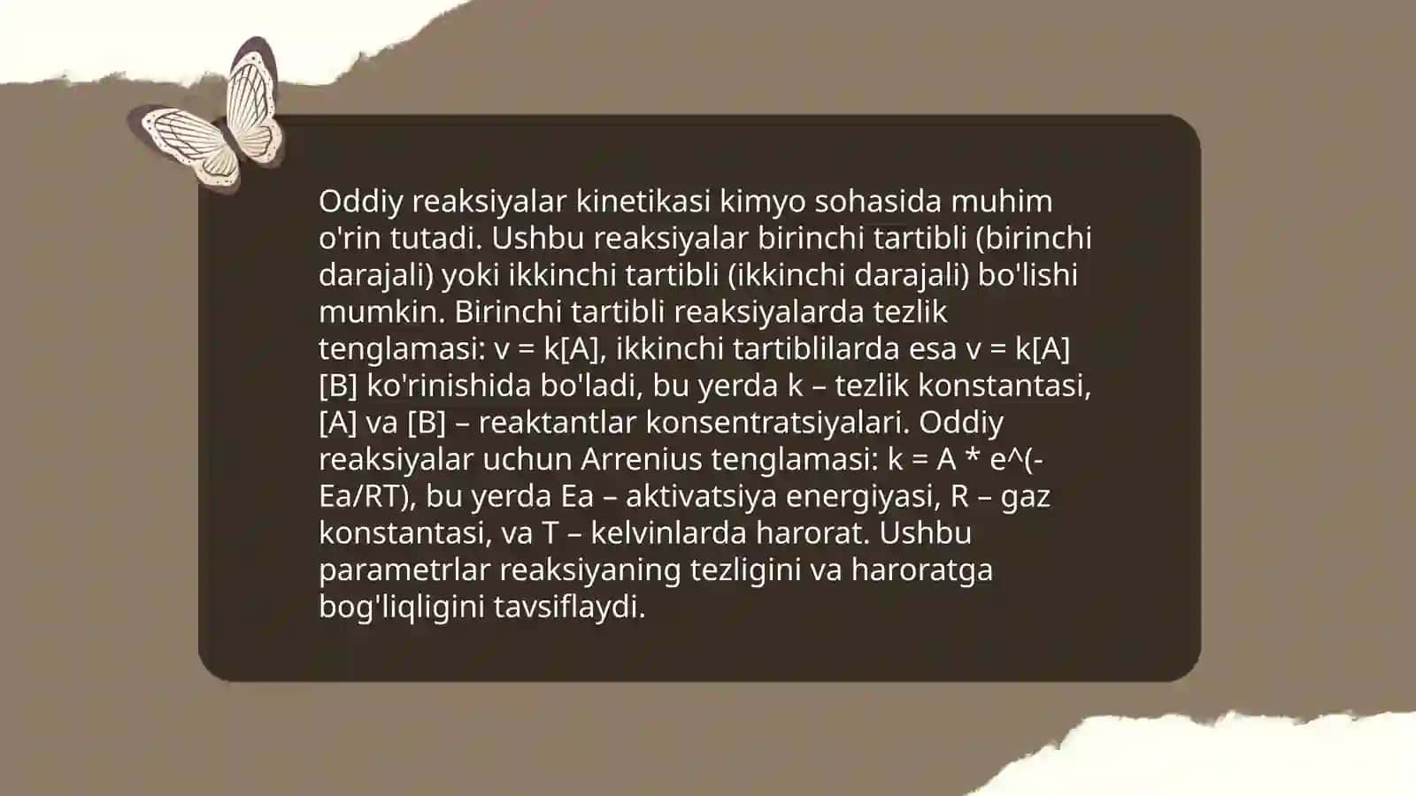 Kimyoviy reaksiyaning kinetik jihatdan turlari. Kinetikaning nazariyalari 3