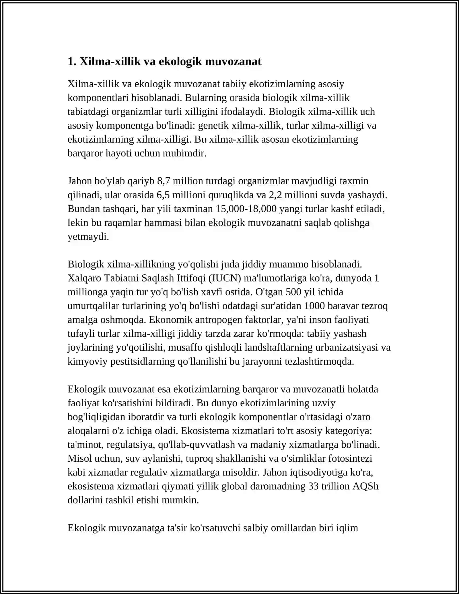 BIOLOGIK XILMA -XILLIKNI MUHOFAZA QILISH MUAMMOLARINI ÕRGANISH 3