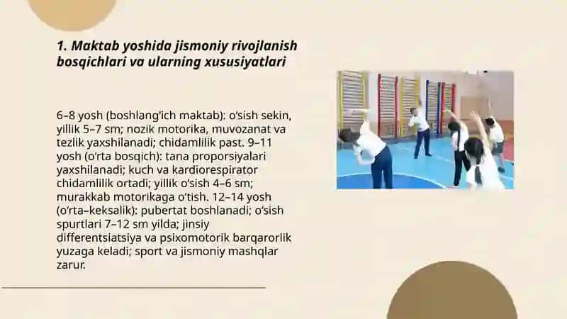 Maktab o'quvchilarini jismoniy rivojlanish bosqichlari 3