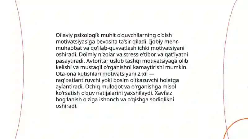 Oilaviy Psixologik Muhitning O'qish Faoliyati 3