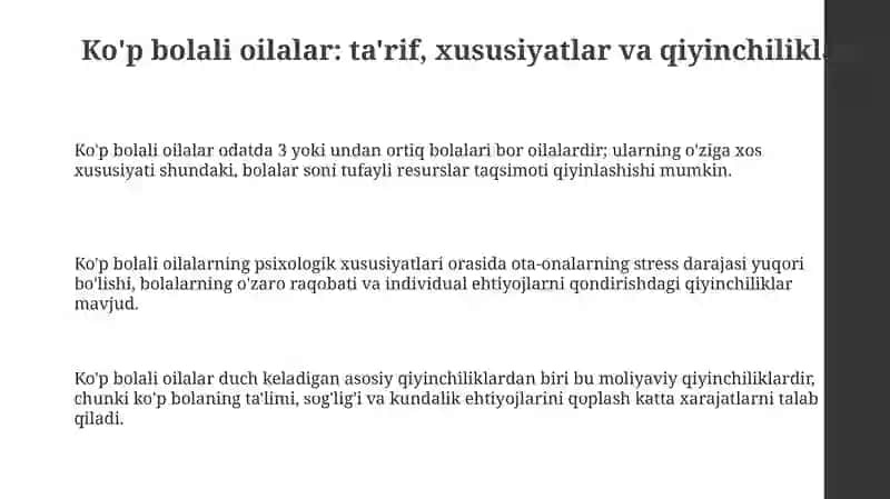 Ko'p bolali oilalar: ta'rif, xususiyatlar va ehtiyojlar 3