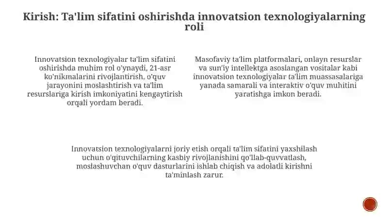 Innovatsion texnologiyalar ta'lim sifatini oshirish 3