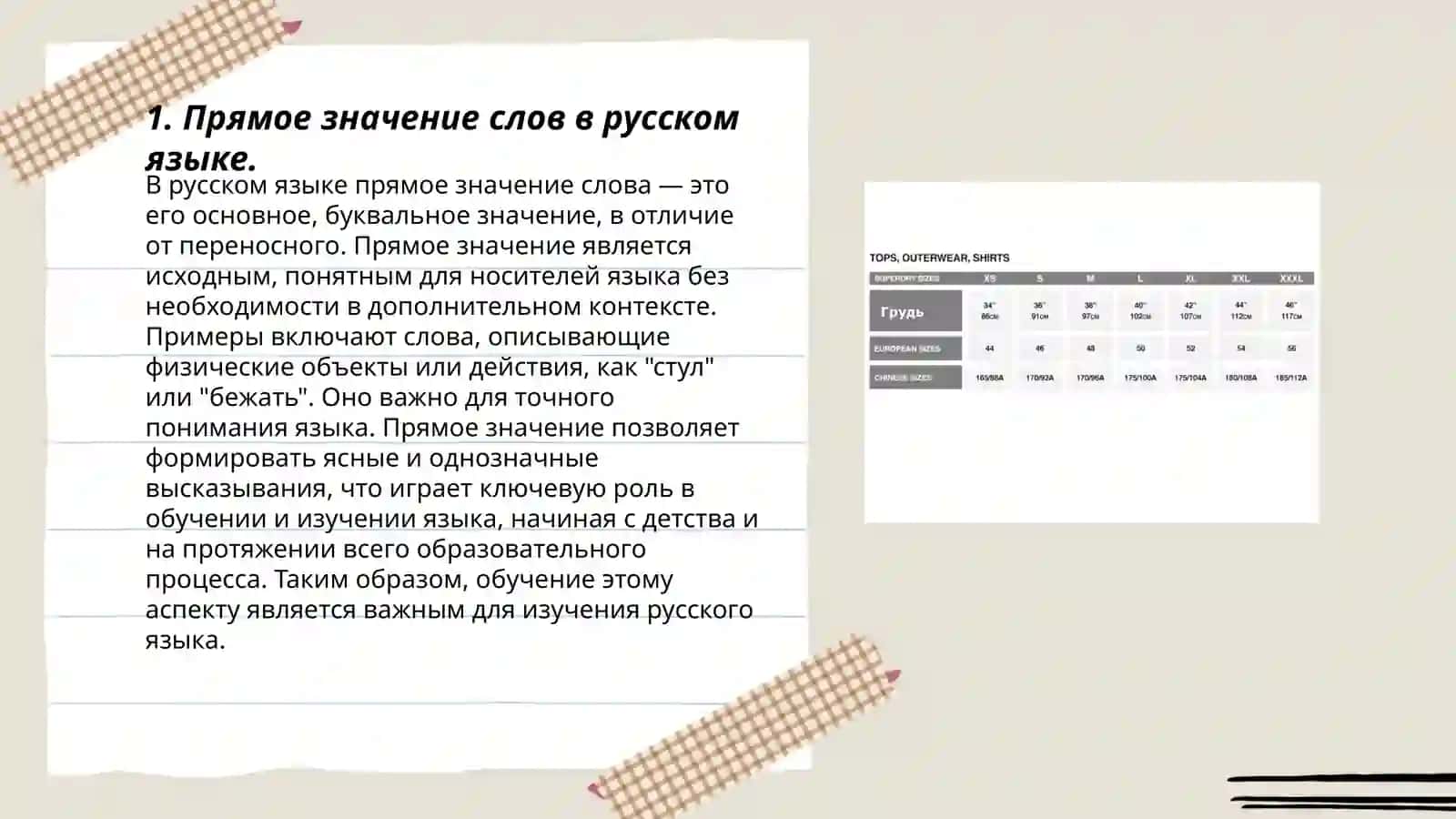Прямое и переносное значение слов. Их особенности в узбекском и русском языках 3