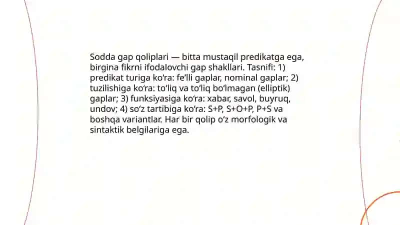 Oʻzbek tilida sodda gap qoliplari 3