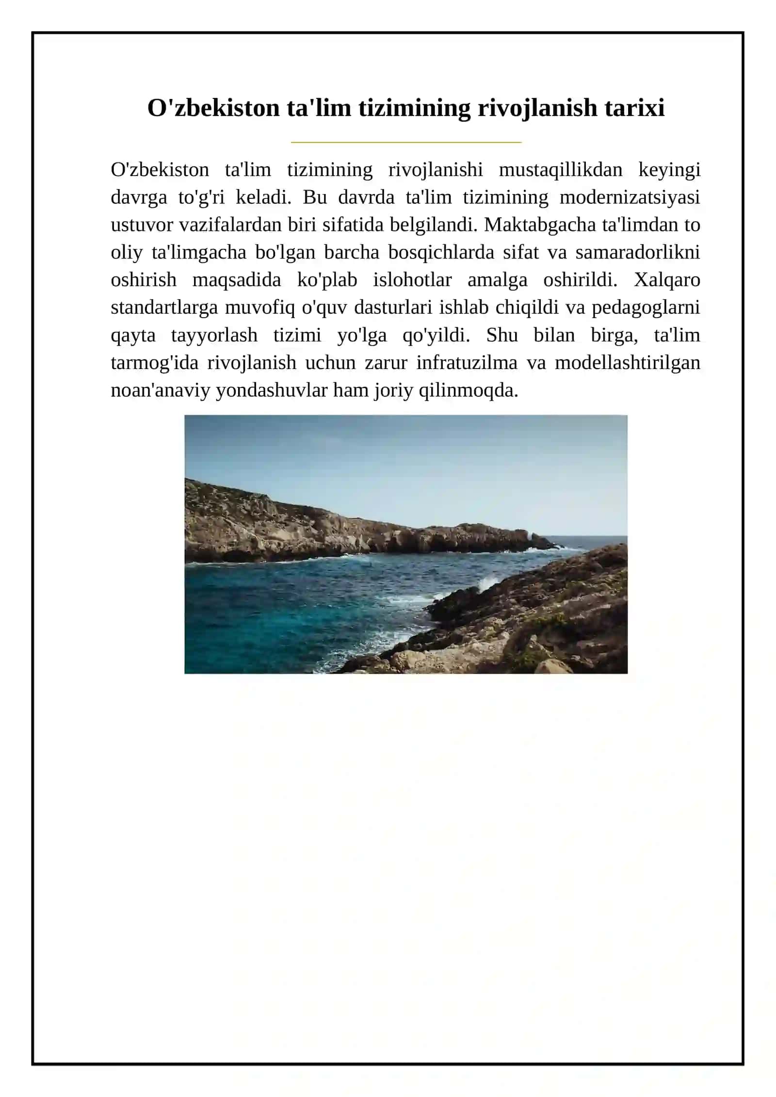O'zbekiston ta'lim tizimidagi yutuq va kamchiliklar hamda ta'limda yangi loyihalar, novatsiya joriy qilish uchun taklif va yechimlar 3