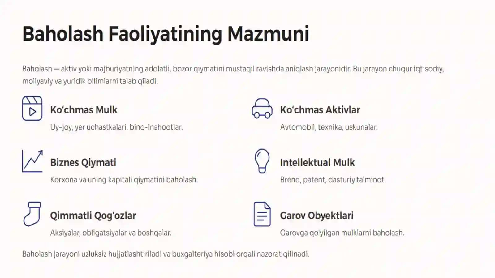 Baholash Xizmatini Ko'rsatuvchi Subyektlarda Buxgalteriya Hisobi 3