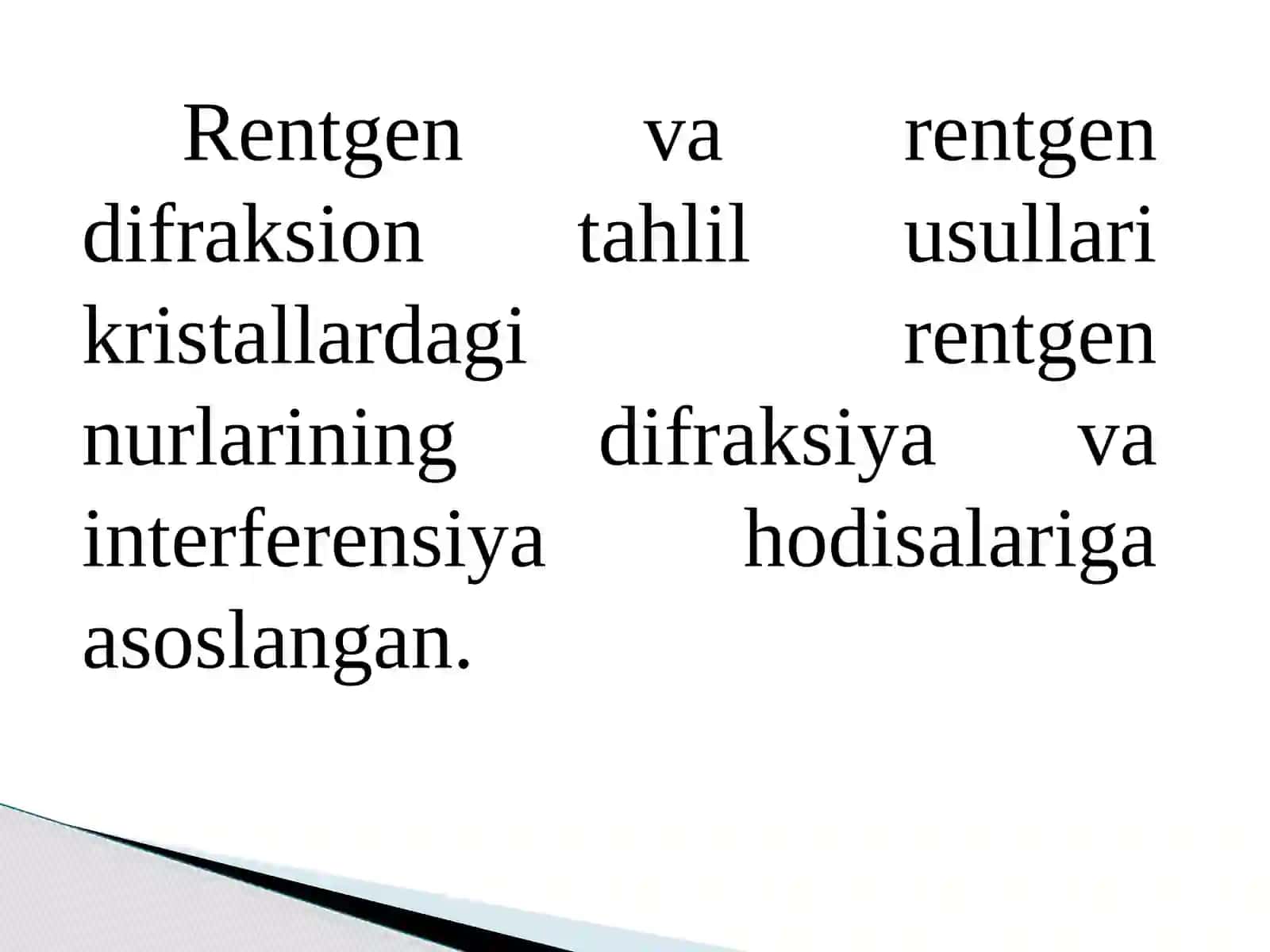 Kristallarning elementar katakchasi, nikorosatkichlarini difraktometrik aniqlash 3