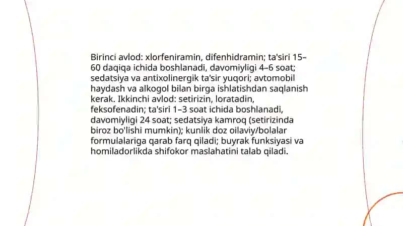 Allergiya simptomlarini davolashda retsepsiz beriladigan dori vositalarini tanlash 3
