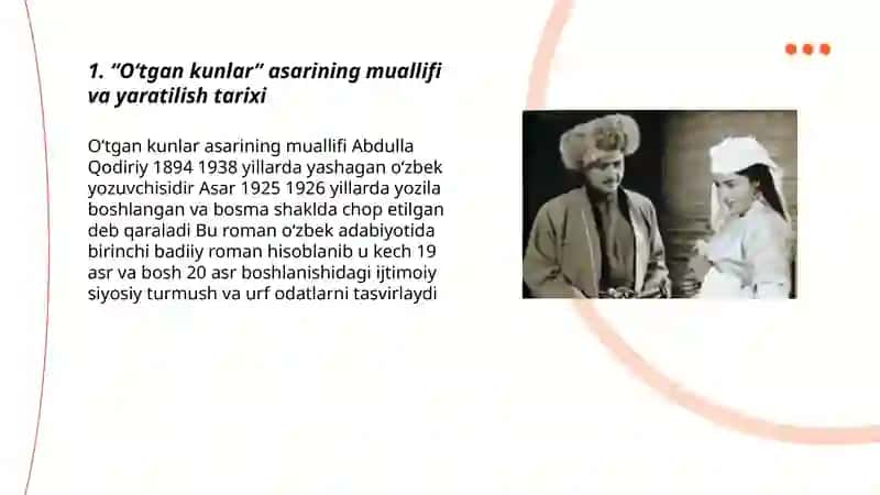 "Oʻtgan kunlar" asari haqida 3