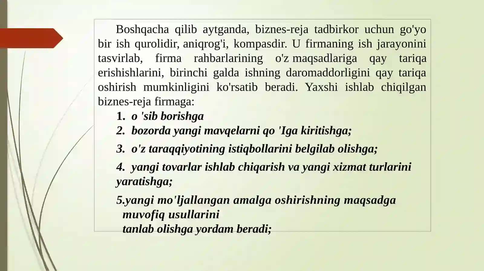 Biznes-rejato’g’risidatushuncha 3