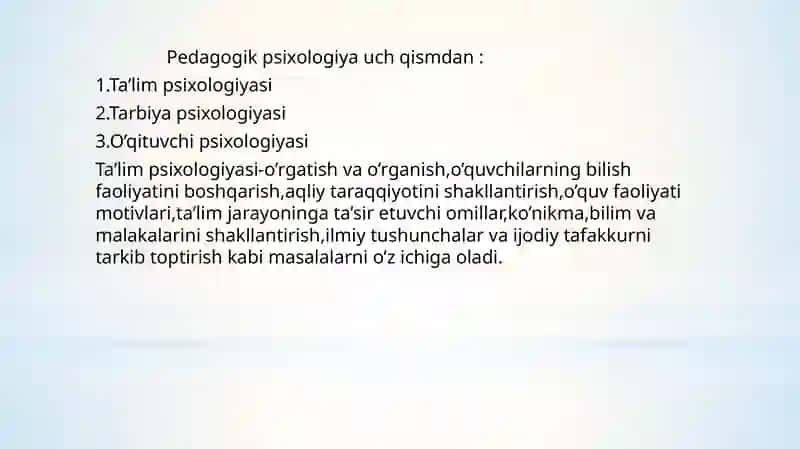 PEDAGOGIK  PSIXOLOGIYA:PREDMET,TUZILMA,MUAMMOLARI 3