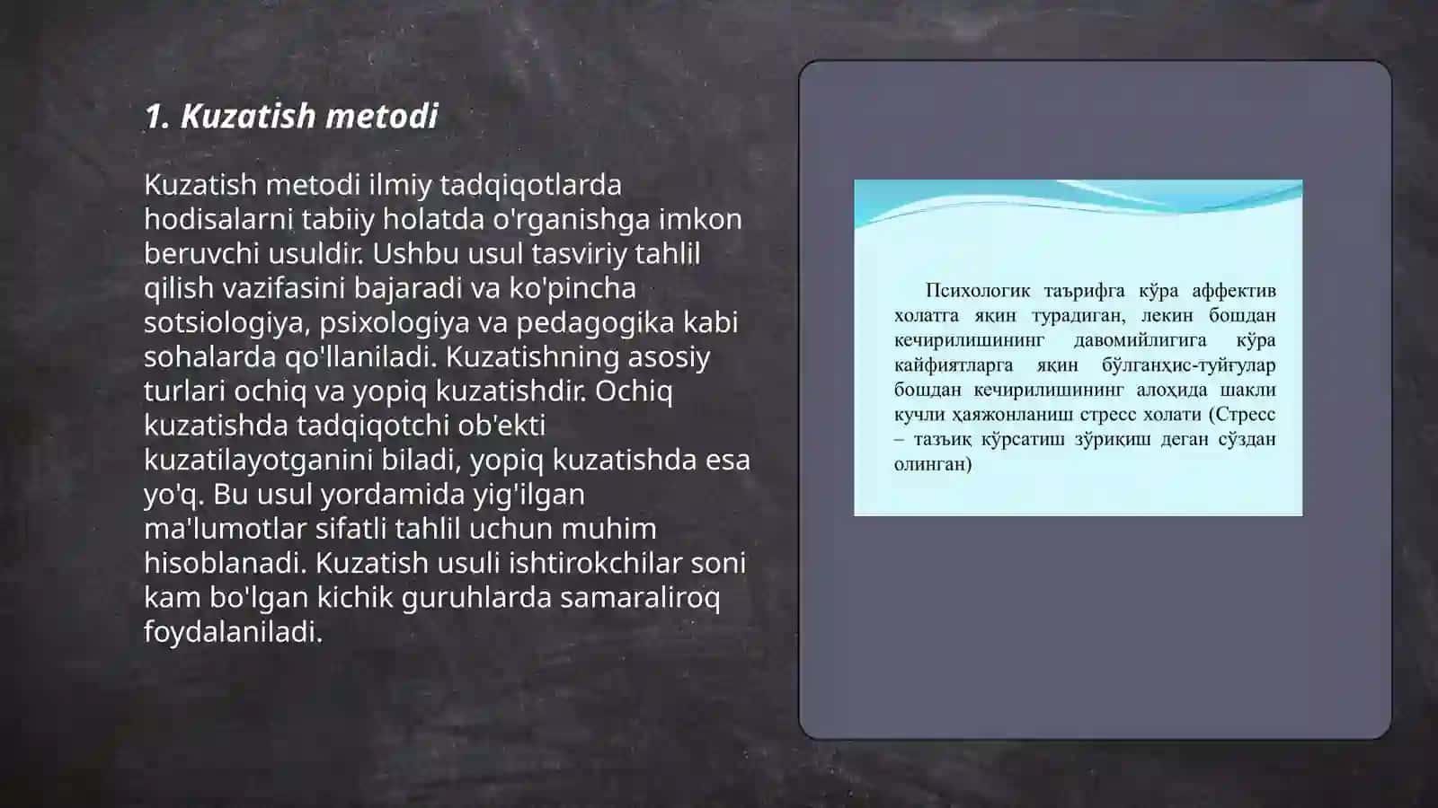 Psixologik muammolarni aniqlashda foydalaniladigan metodlar 3