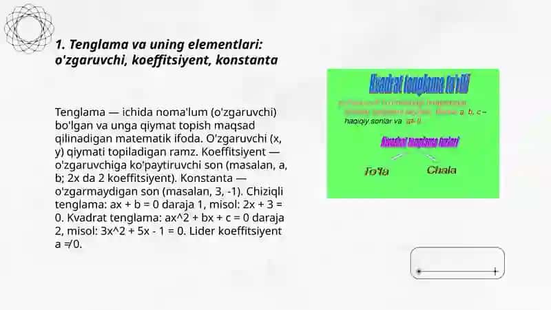 Tenglamalar. Chiziqli tenglama va kvadrat tenglama 3
