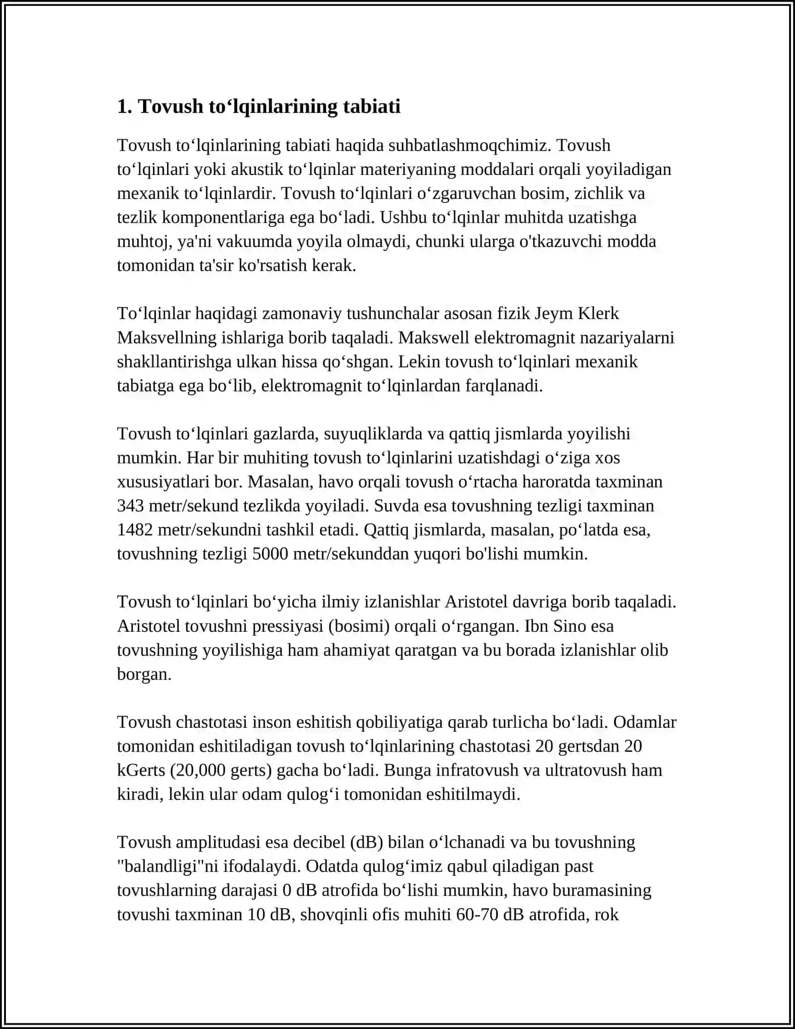 TOVUSH TO‘LQINLARI VA ULARNING XARAKTERISTIKALARI XULOSASI 3