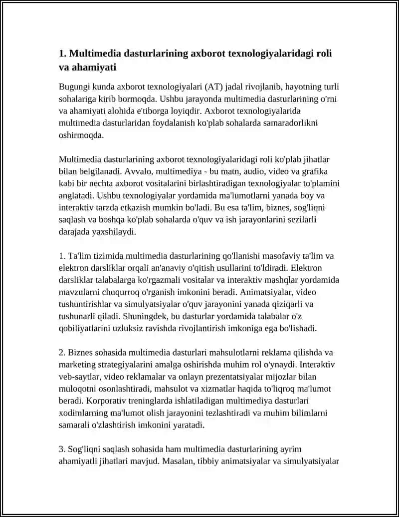 AXBOROT TEZNALOGIYALARIDA MULTIMEDIA DASTURLARIDAN FOYDALANISH 3