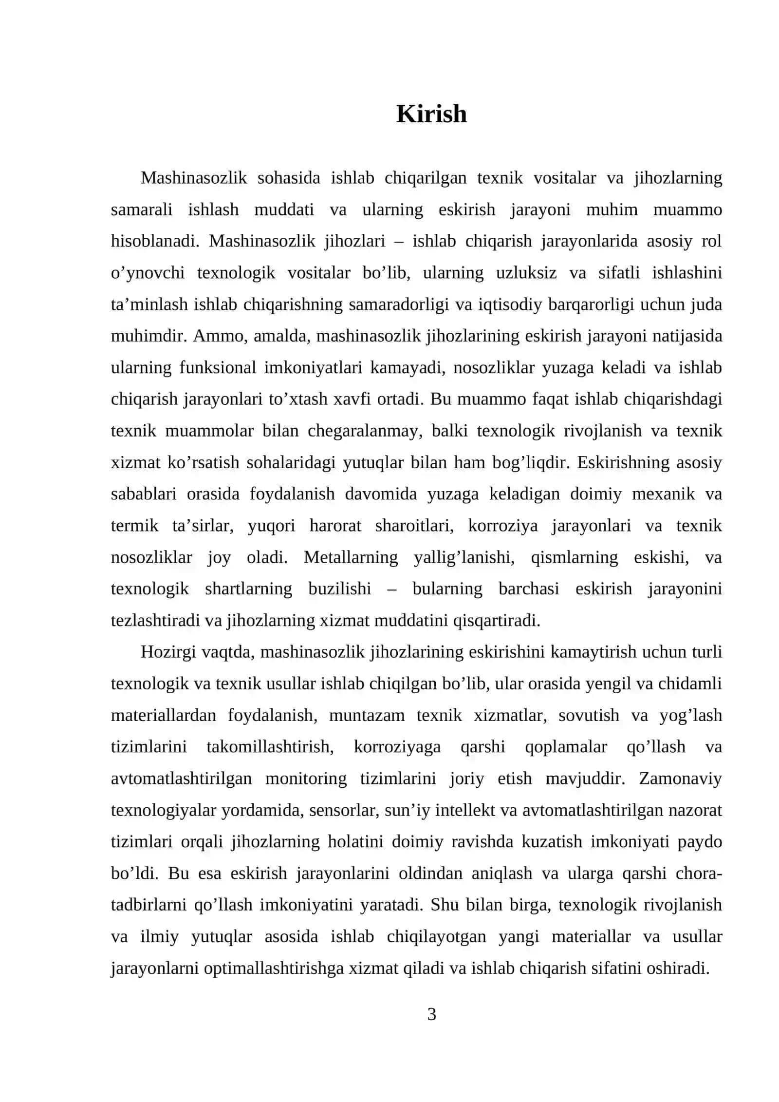 MASHINASOZLIK JIHOZLARINING ESKIRISH SABABLARINI O`RGANISH VA ULARNI KAMAYTIRISH USULLARI 3