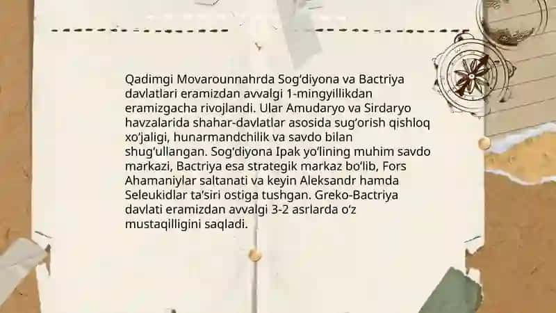 O'zbek davlatchiligining tarixiy bosqichlari O'zbekiston hududidagi davlatlar misolida 3