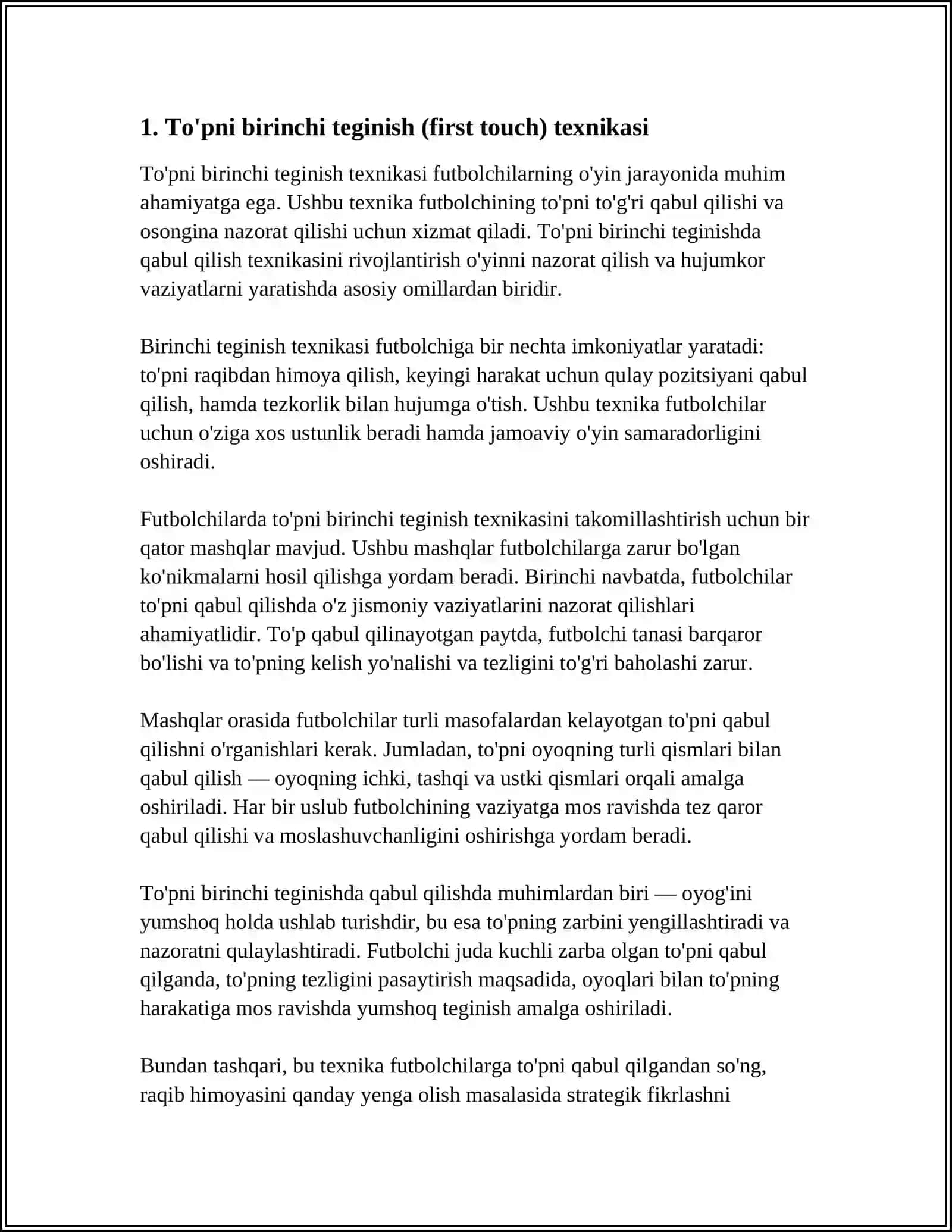 FUTBOLCHILARDA TO‘PNI BOSHQARISH TEXNIKASI VA MASHQLARI 3