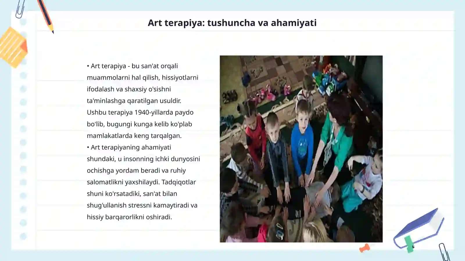 Art terapiyadan foydalib rivojlantiruvchi oyinlar mavzusida 3