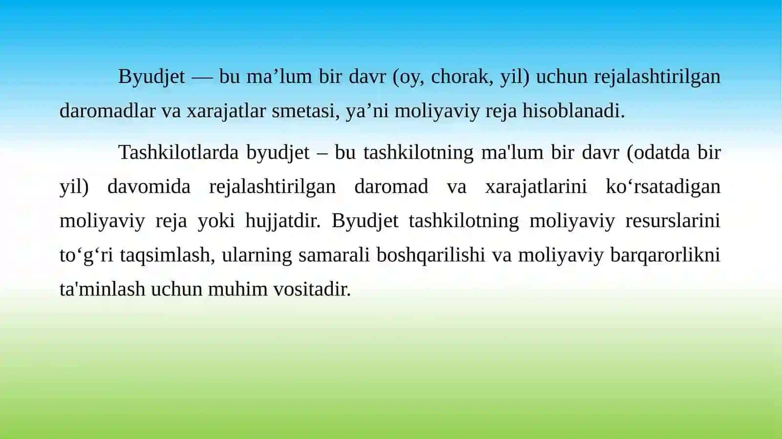 Byudjet va uning turlari. Ishlab chiqarish korxonalar resurslarida byudjetni boshqarish 3