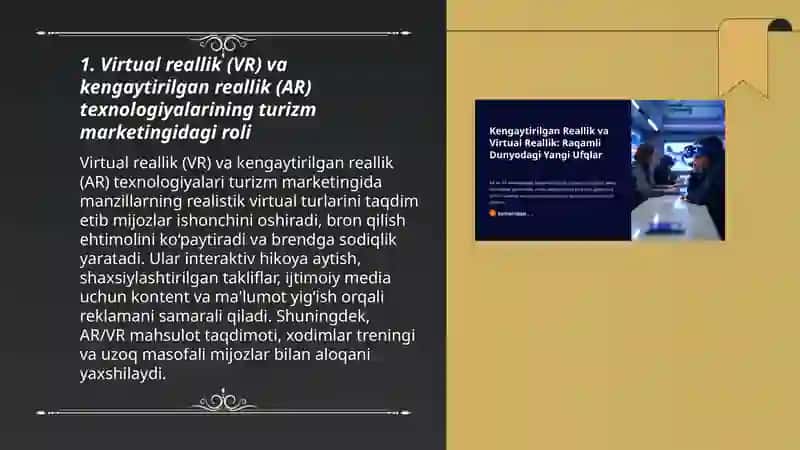 Virtual reallik va kengaytirilgan reallik texnologiyalarining turizmni targ'ib qilishdagi ahamiyati 3