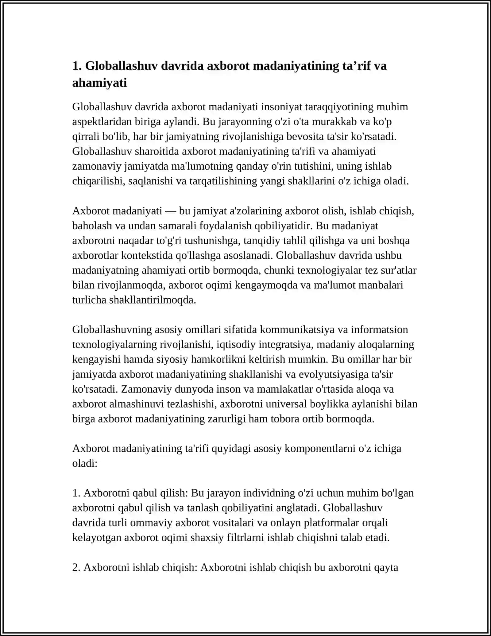 GLOBALLASHUV DAVRIDA AXBOROT MADANIYATI ZARURATI 3
