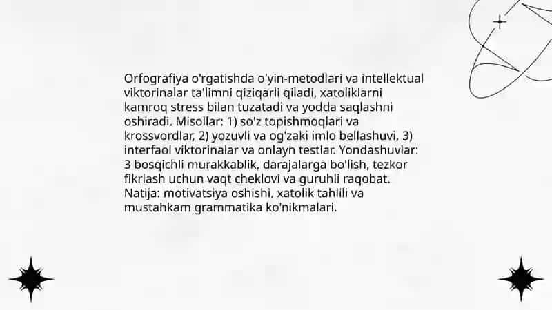 Orfografiya o'rgatishda kreativ metod va usullar 3