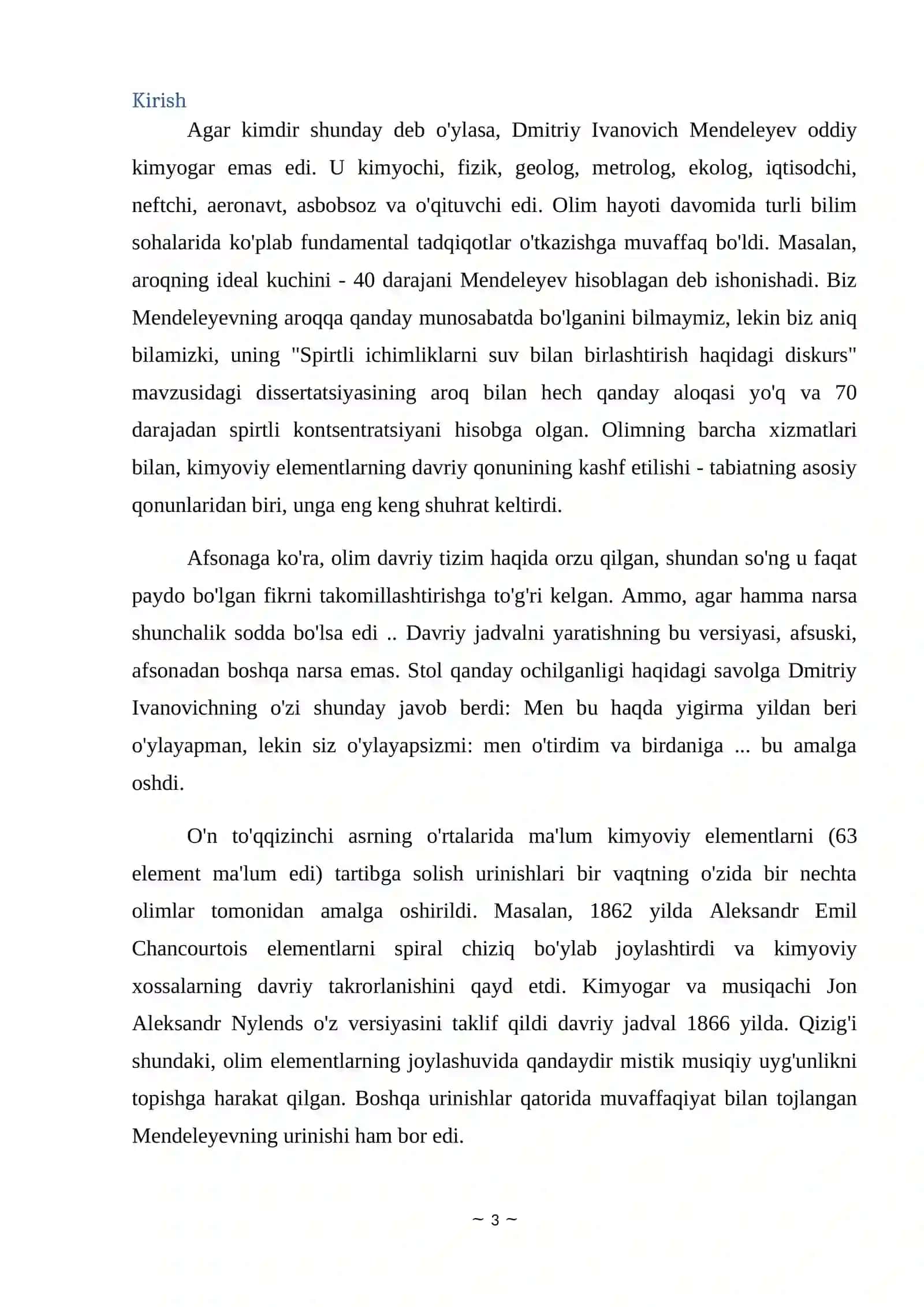 D.I.MENDELEYEVNING ELEMENTLAR DAVRIY QONUNI VA KIMYOVIY ELEMENTLAR DAVRIY SISTEMASI 3