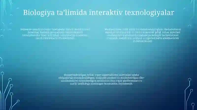 Biologiyadan MashgʻUlotlarni Interaktiv Texnologiyalar Asosida Loyihalash 3