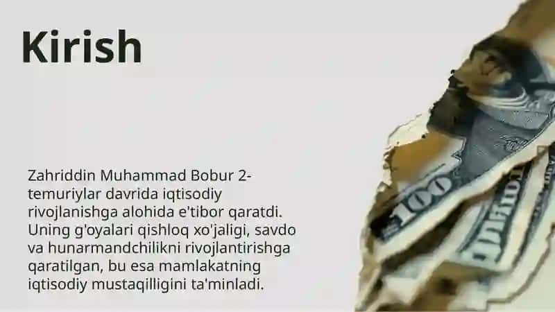 2.temuriylar davridagi iqtisodiy goyalar- Zahriddin muhammad bobur goyalari 3