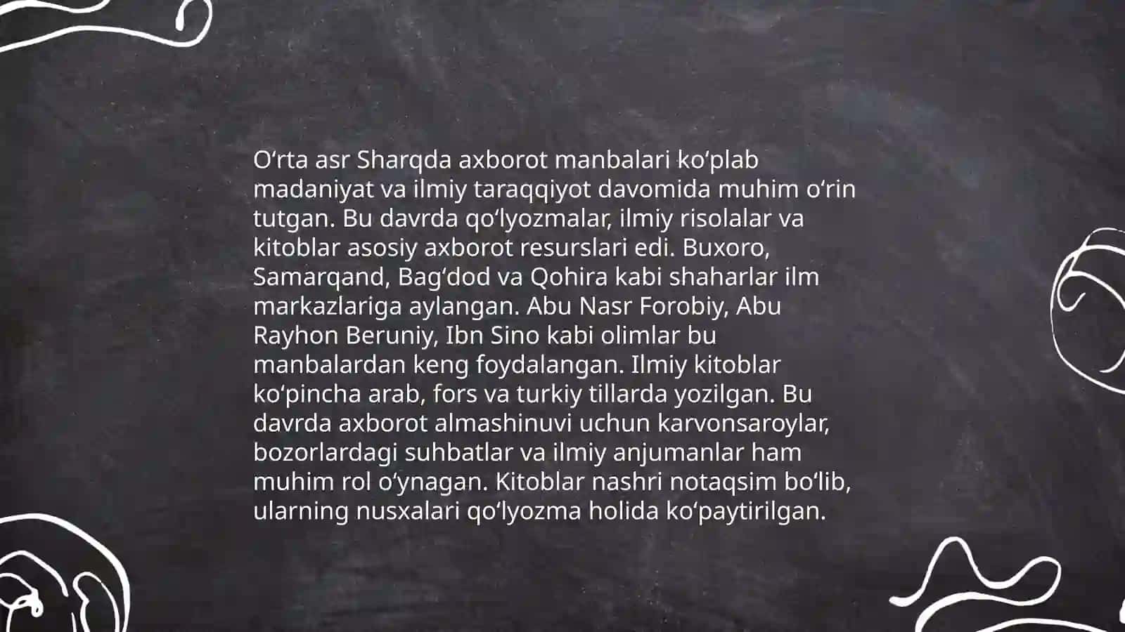 Oʻrta asr Sharq va Gʻarbning uygʻonish davrida axborot, maʼlumot manbai sifatida qiyosiy darajasi 3