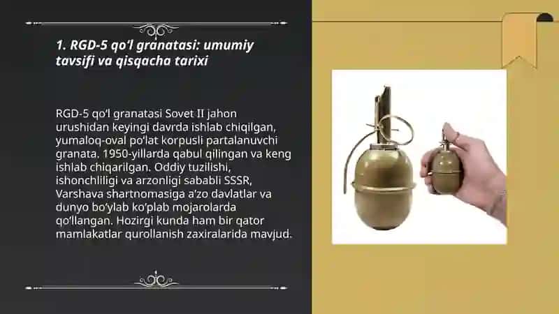 RGD-5 qoʻl granatasi tuzilishi va qoʻllanishi 3