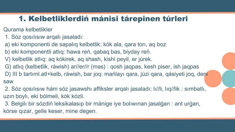 Kelbetlik sóz shaqabın úyreniwde interaktiv usıllardı qollaw 3